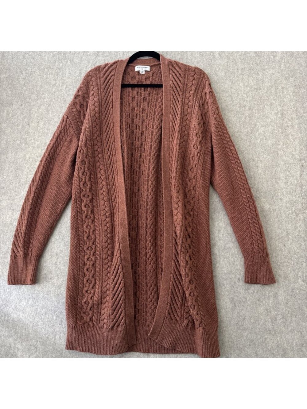 Nili Lotan x Target Long Open Cable Knit Cardigan Sweater‎ Womens M Rust